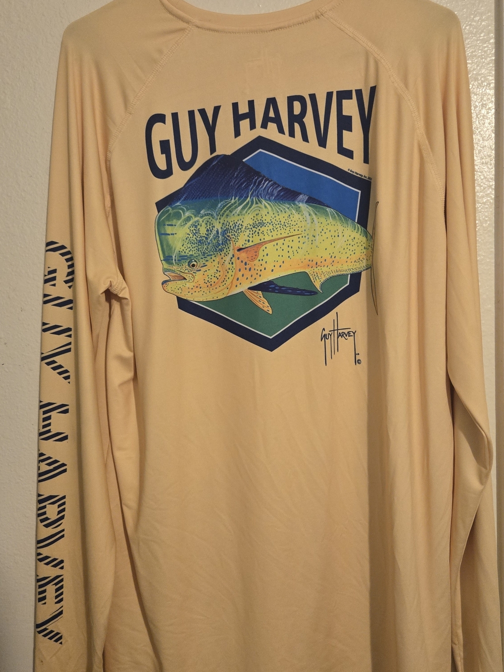 Guy Harvey Men’s Long-Sleeve Performance Shirt - Pale Yellow